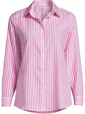 Lands' End Apple blossom and White Striped long sleeved Oxford Shirt, size 18,